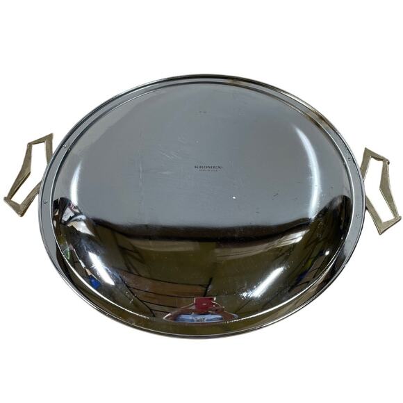 Kromex Round Metal Aluminum Chrome Service Tray 14 Inch Good Used Condition - Picture 2 of 7